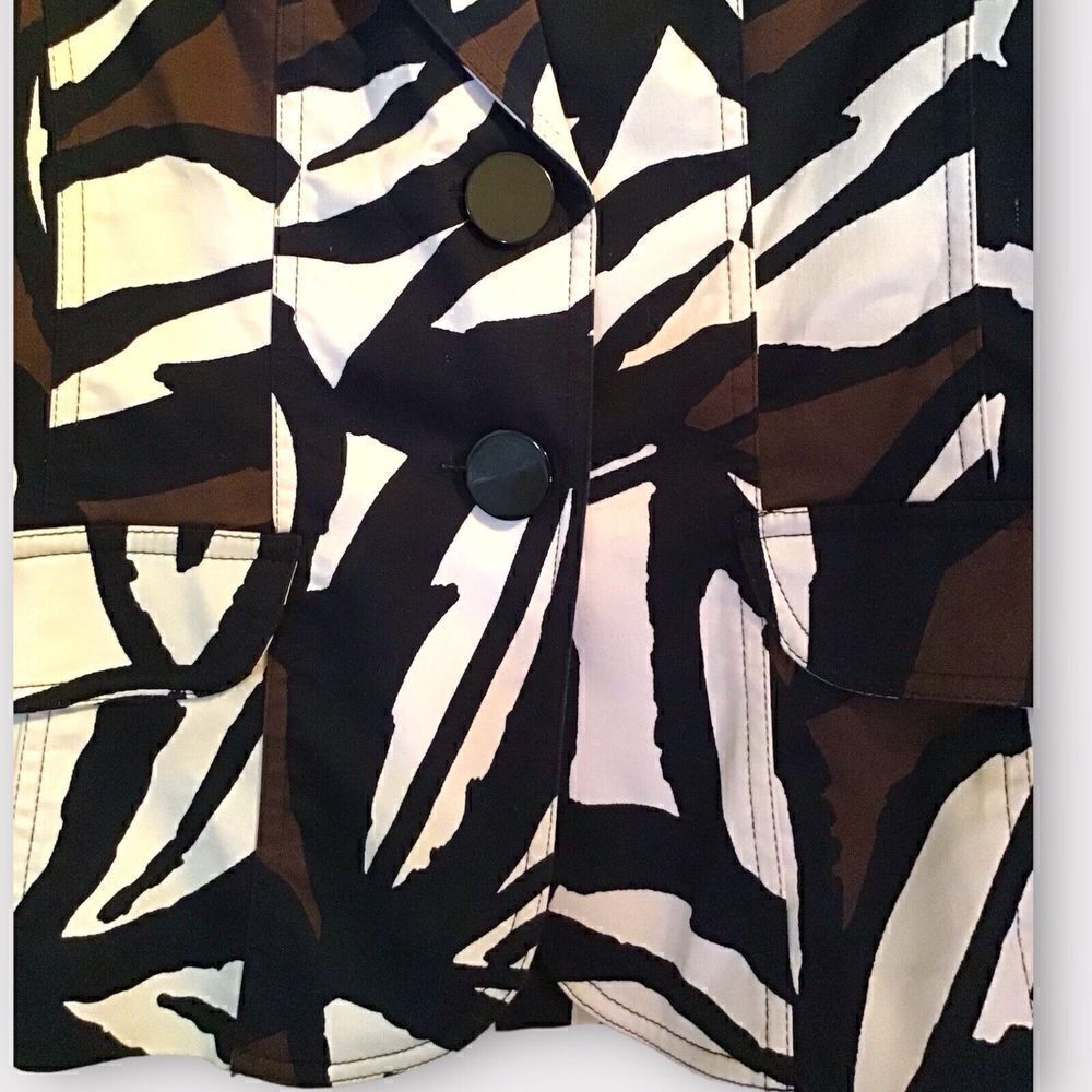 Cache Abstract Black Brown Beige Blazer Jacket – Women’s Size Medium - Picture 6 of 8